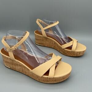 NEW Franco Sarto Women’s Pelma Platform Ankle Strap Sandals Beige Size 11M